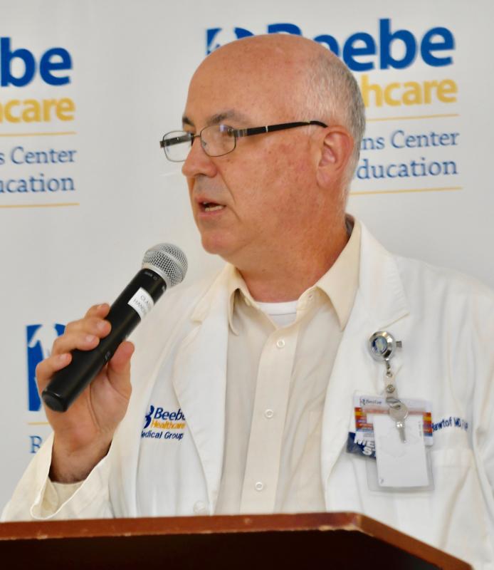 Dr. Jeffrey Hawtof talks about what the white coat ceremony symbolizes. Hawtof, who has been at Beebe for more than 25 years, is director of medical education.